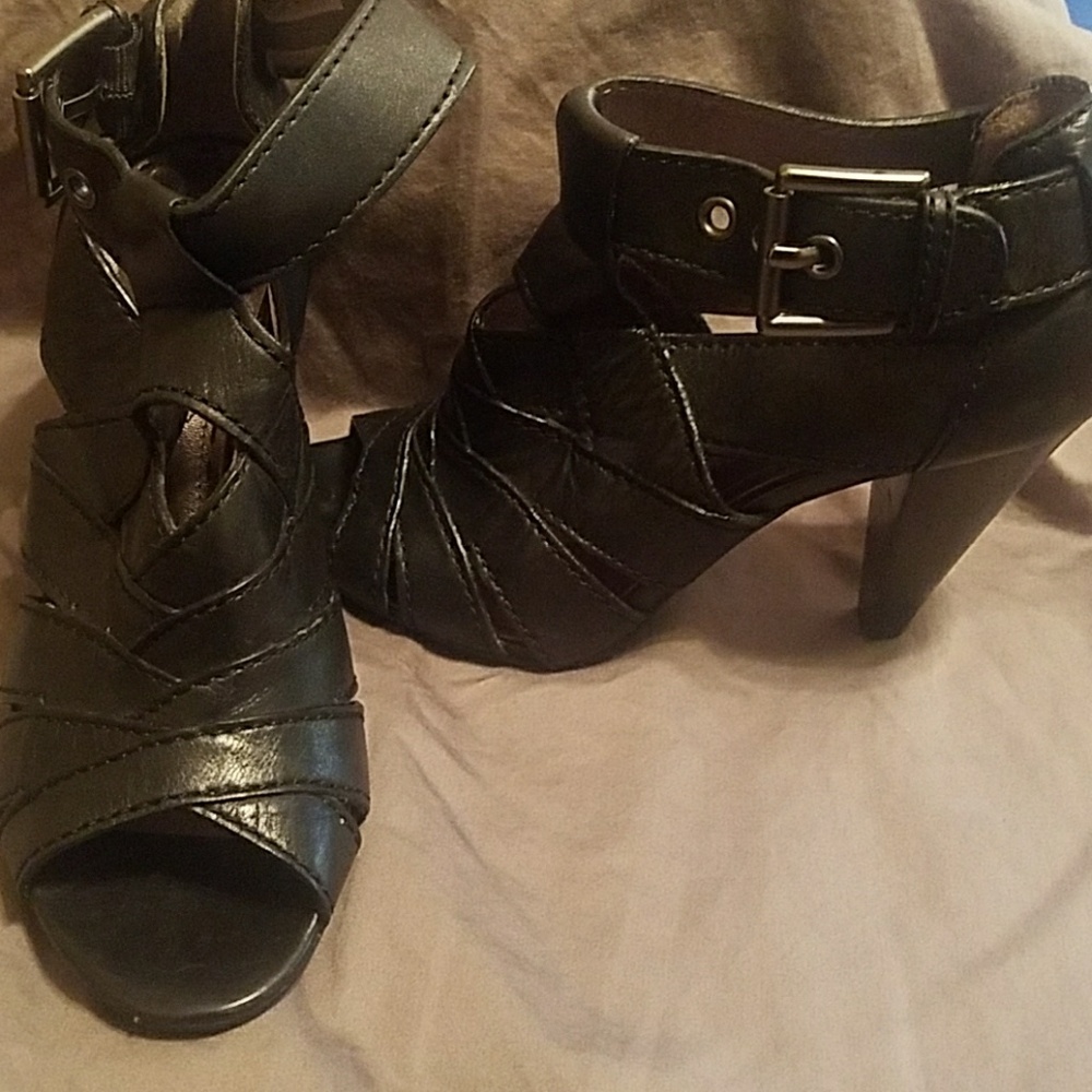 Coach Black Buckle Strap Heels